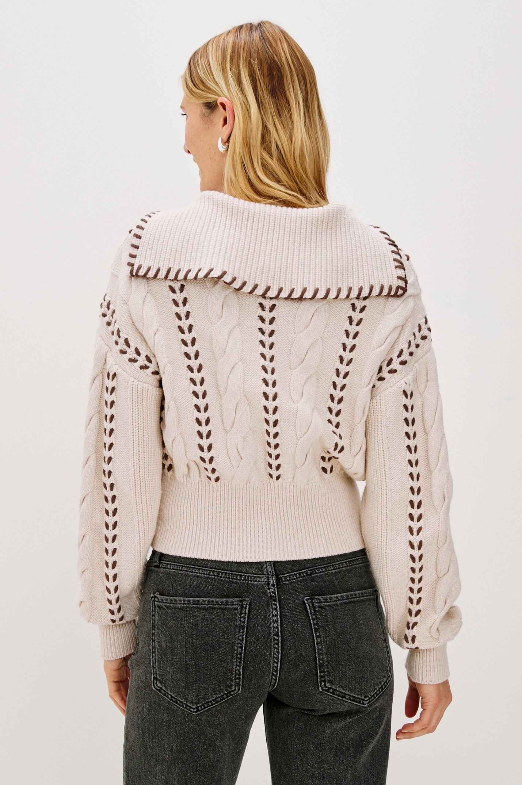 LUNE SWEATER - OATMEAL BROWN WHIP STITCH - Image 5