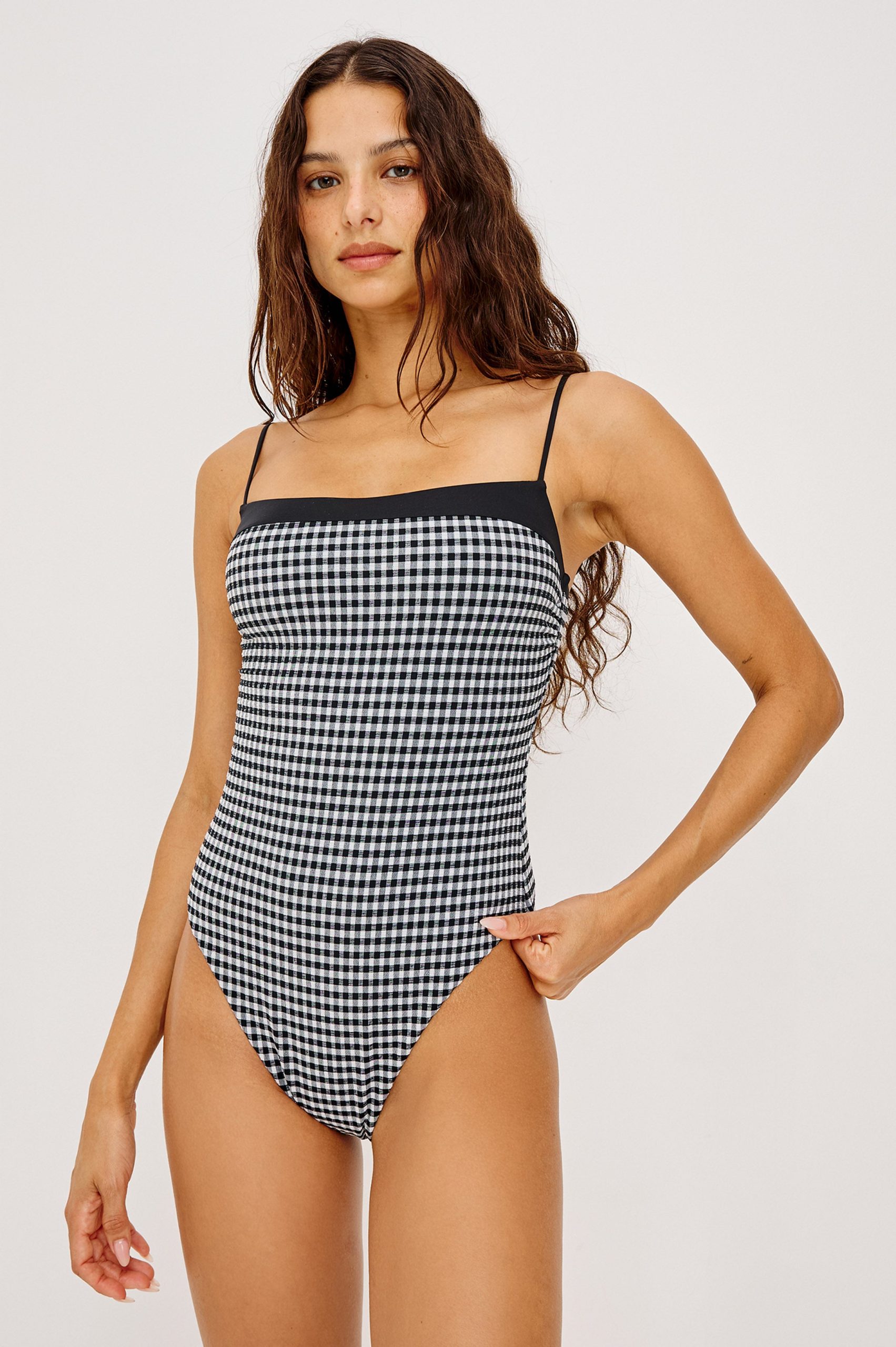 MARBELLA ONE PIECE - BLACK WHITE GINGHAM - Image 4