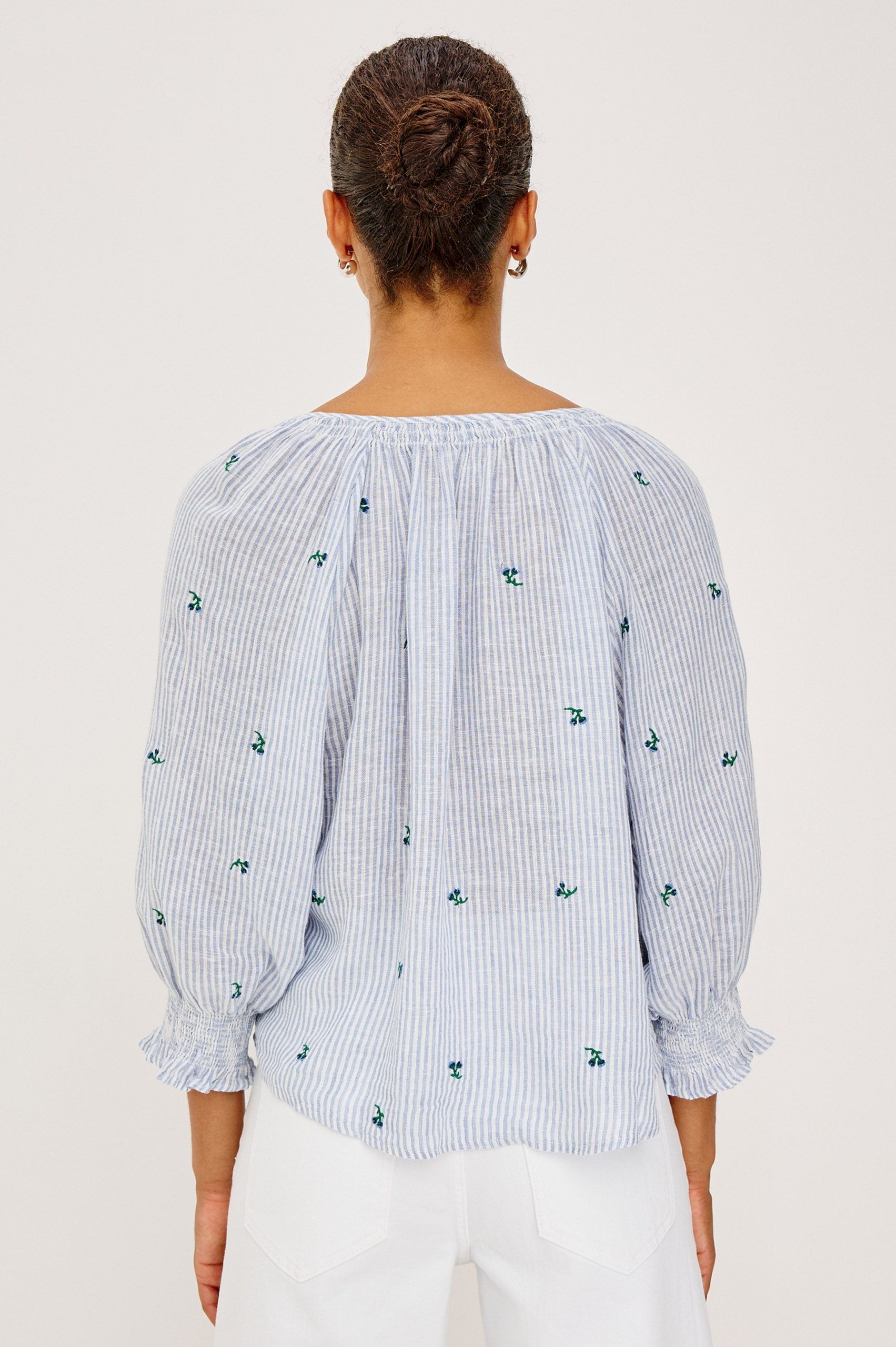 MARIAH TOP - BLUEBELL EMBROIDERED STRIPE - Image 4
