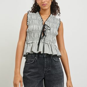 MARTINE TOP - IVORY JET GINGHAM