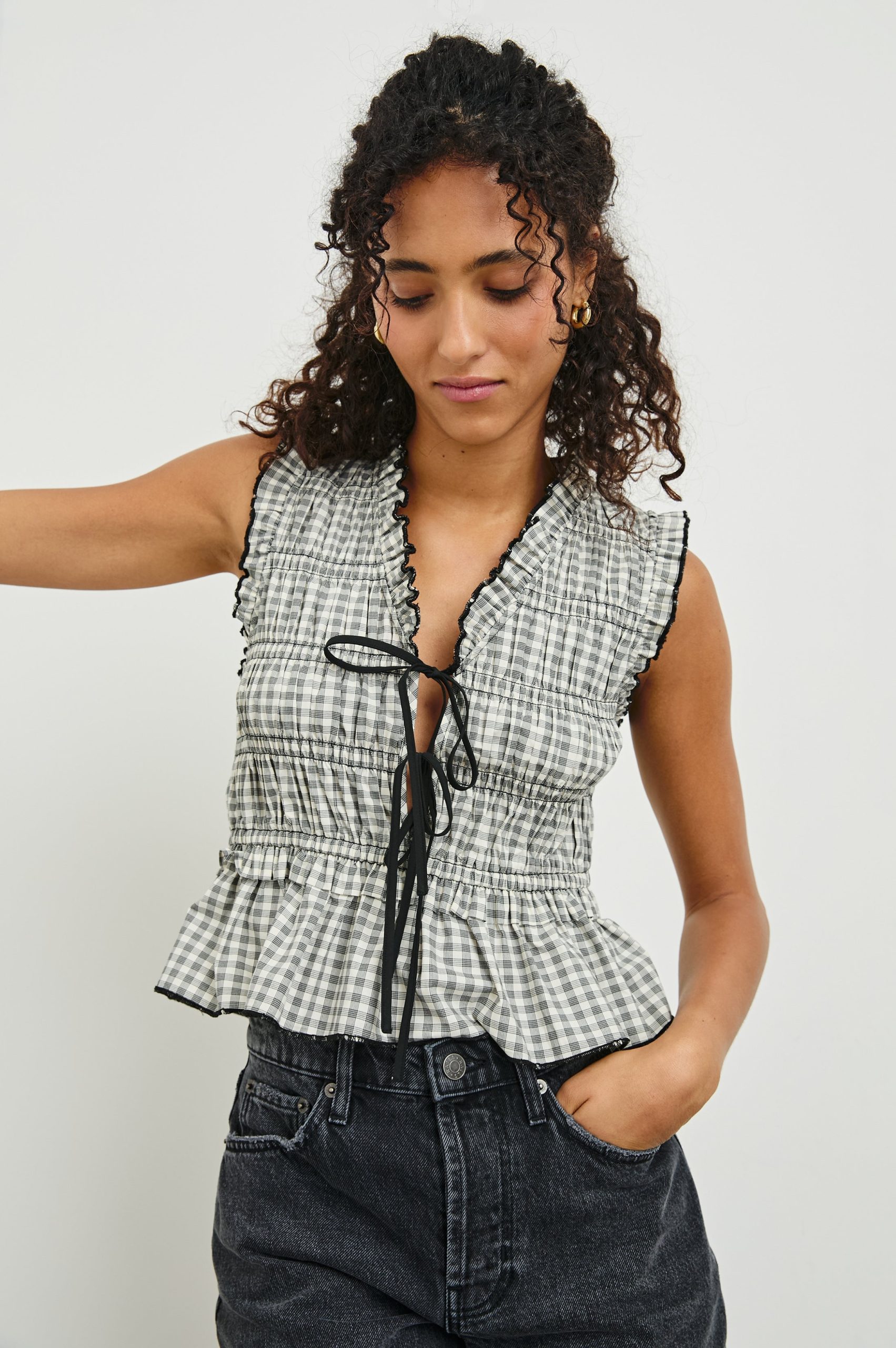 MARTINE TOP - IVORY JET GINGHAM - Image 3