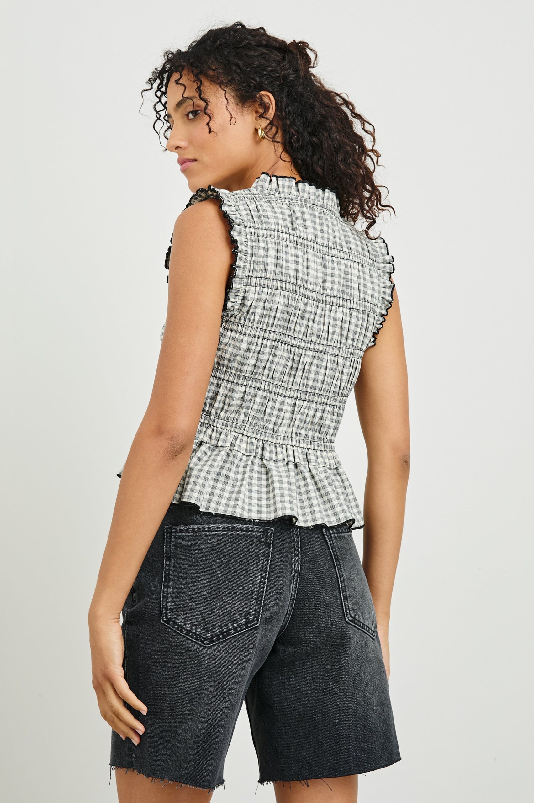 MARTINE TOP - IVORY JET GINGHAM - Image 5