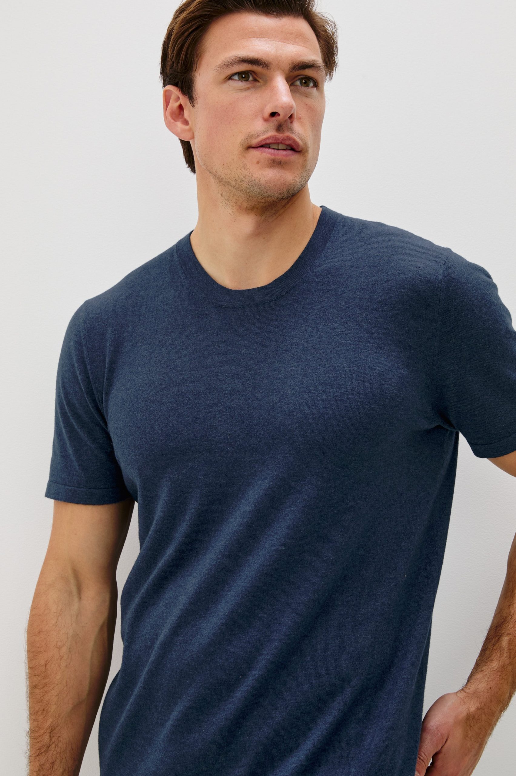 MASON COTTON CASHMERE T-SHIRT - HEATHER BLUE - Image 3