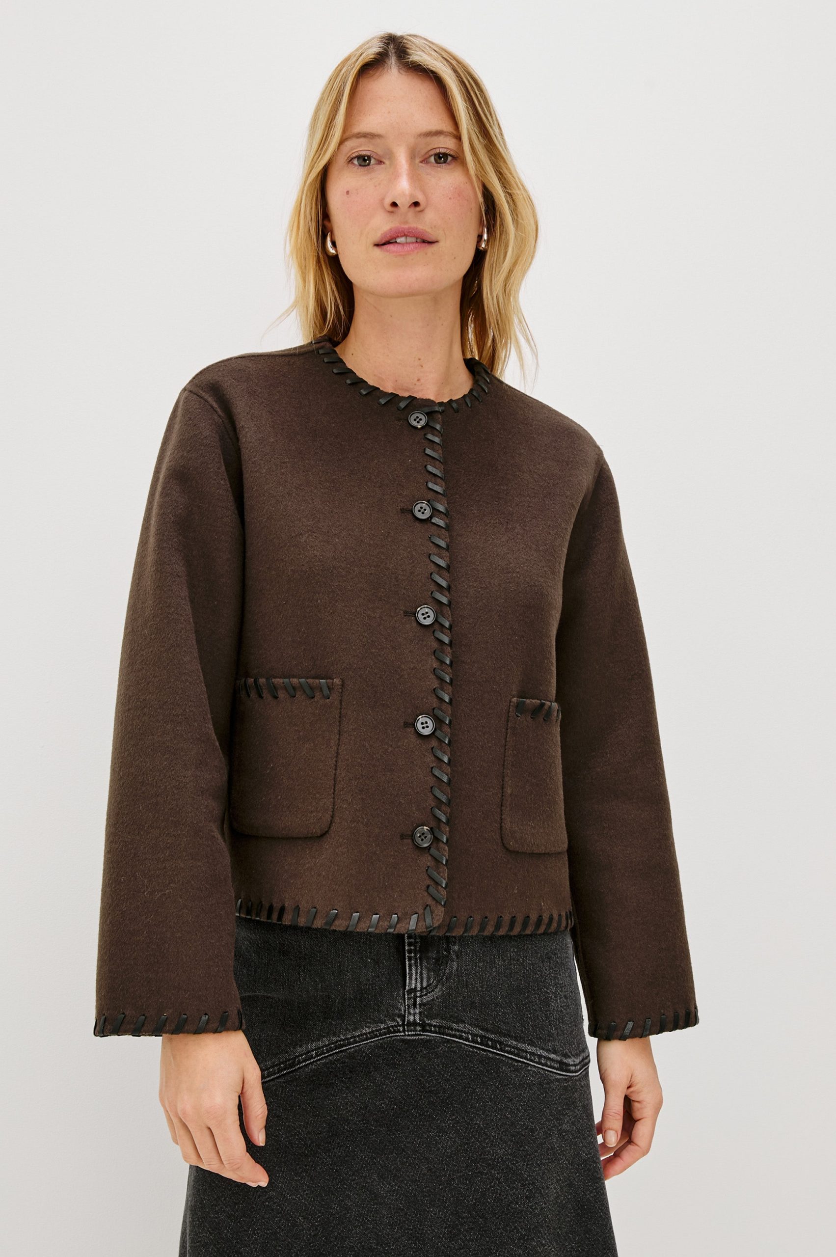 MELANIE JACKET - DARK BROWN