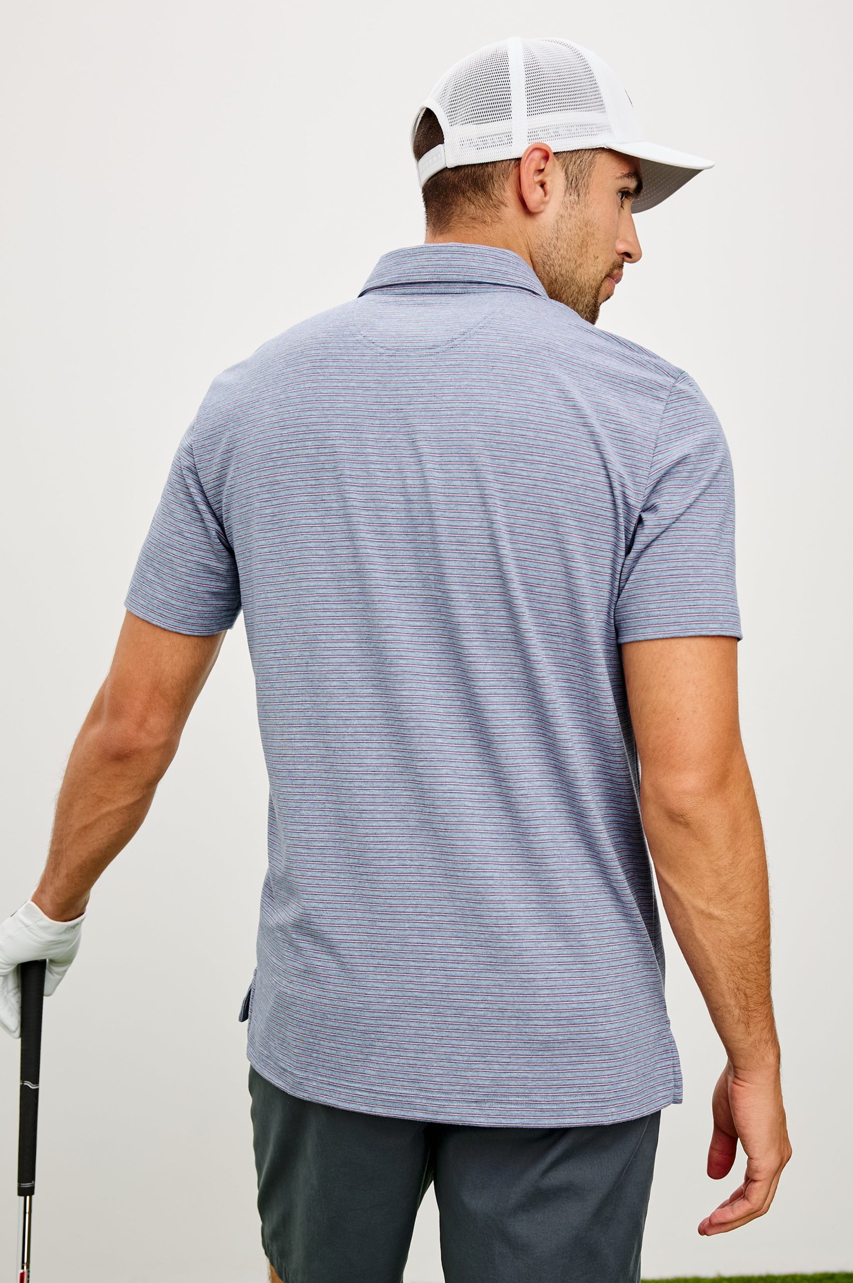 MERCED GOLF POLO SHIRT - COSMOS HIBISCUS STRIPE - Image 5