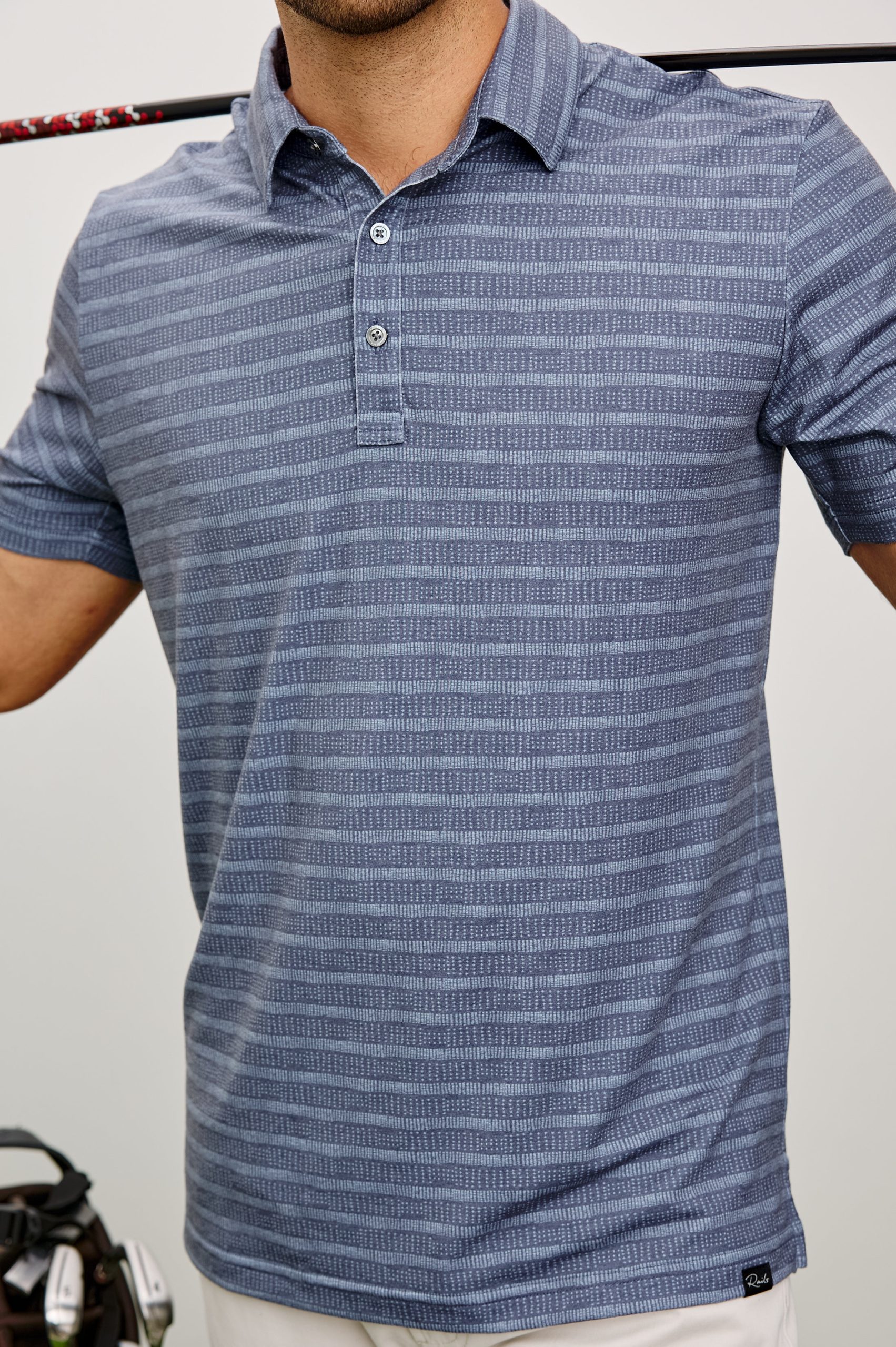 MERCED GOLF POLO SHIRT - SASHIKO BORDER BLACK - Image 2