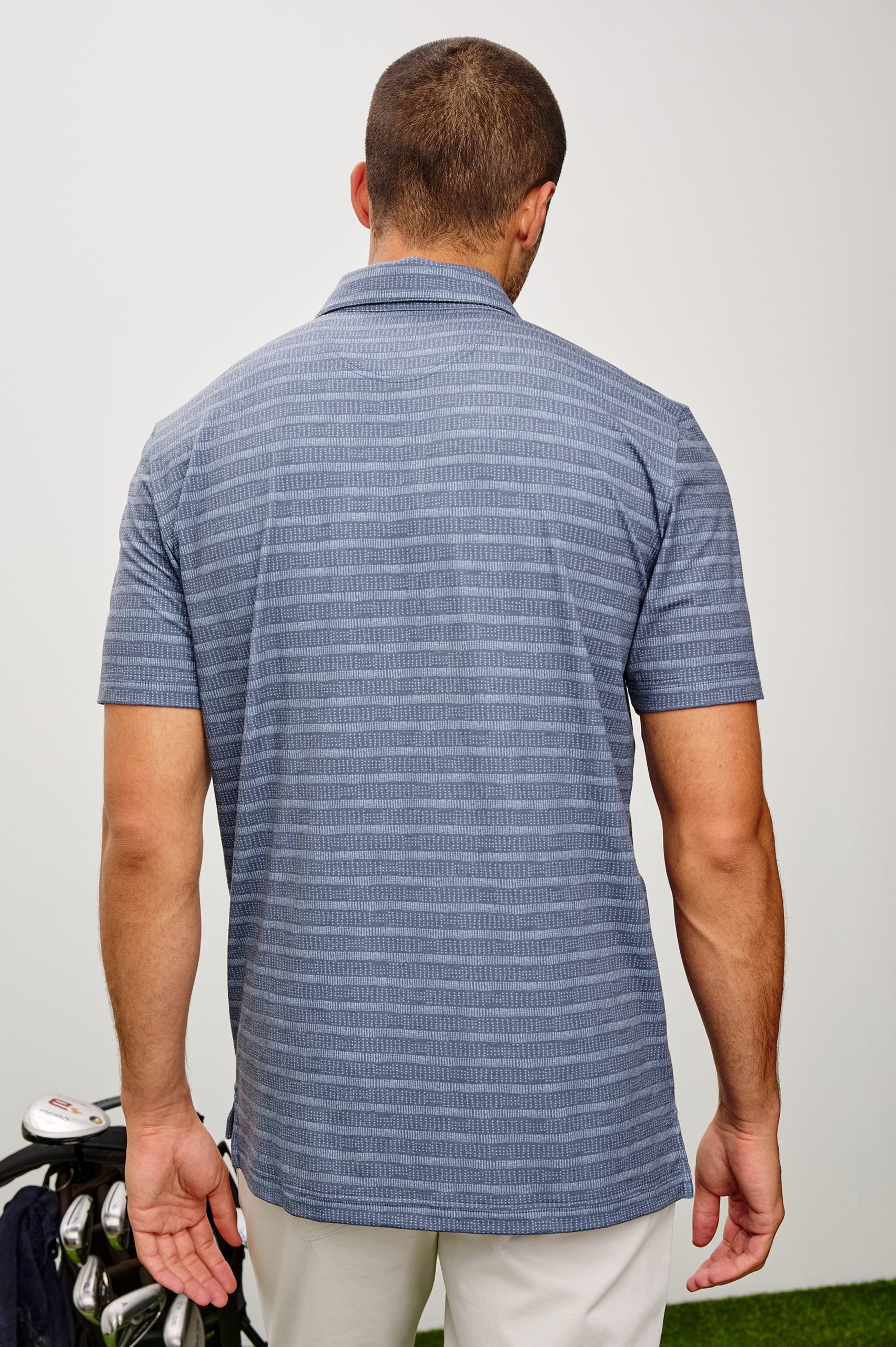 MERCED GOLF POLO SHIRT - SASHIKO BORDER BLACK - Image 4