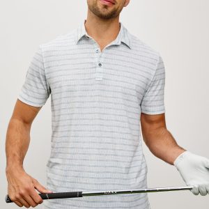 MERCED GOLF POLO SHIRT - SASHIKO BORDER WHITE