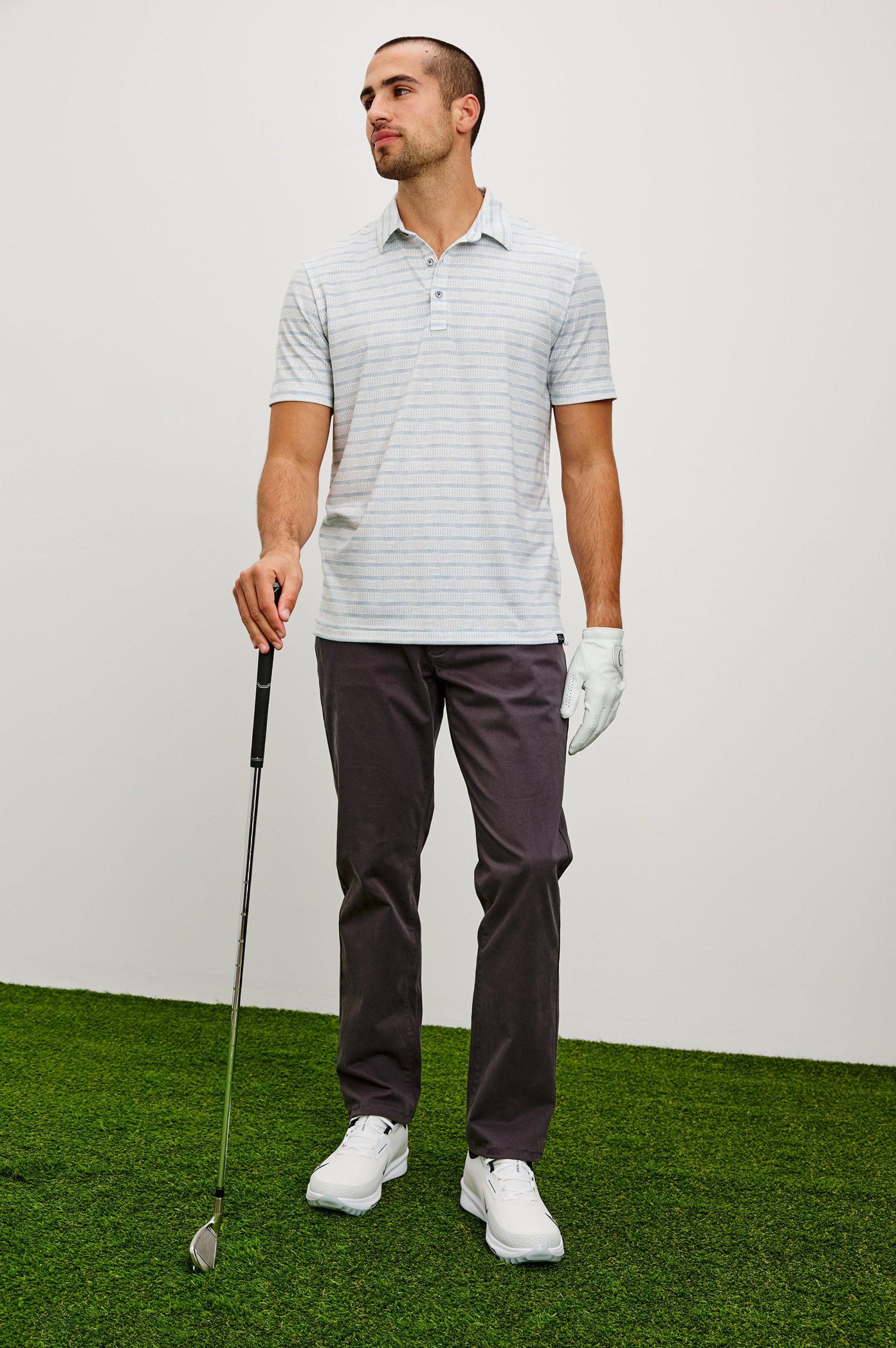 MERCED GOLF POLO SHIRT - SASHIKO BORDER WHITE - Image 4