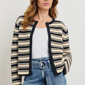 NELLY CARDIGAN - NAVY OAT STRIPE