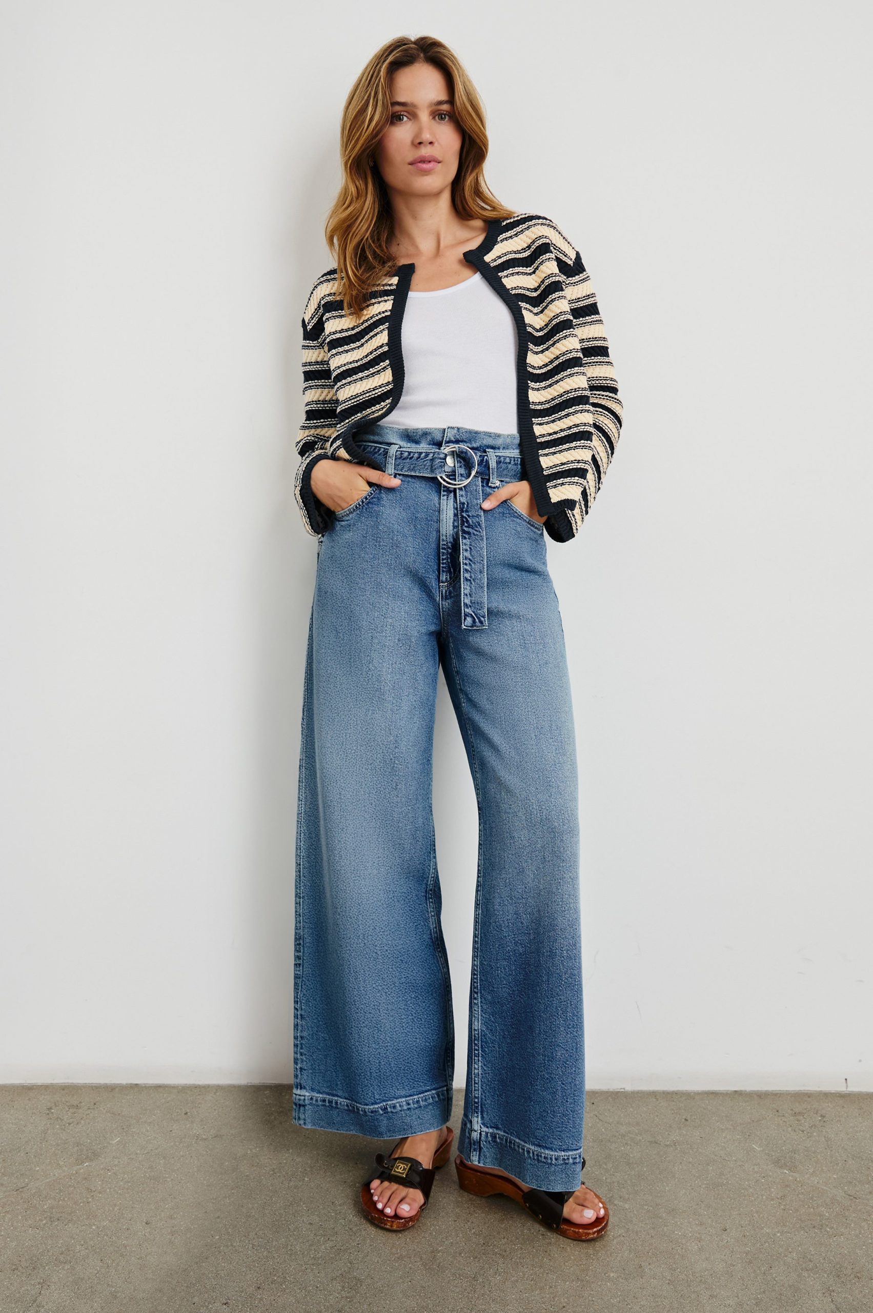 NELLY CARDIGAN - NAVY OAT STRIPE - Image 3
