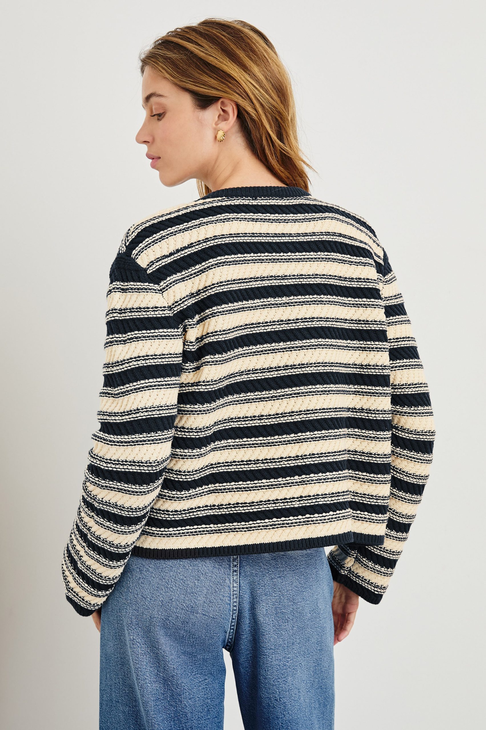 NELLY CARDIGAN - NAVY OAT STRIPE - Image 5