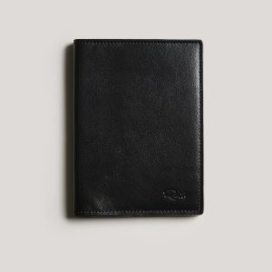 LEATHER PASSPORT HOLDER - BLACK