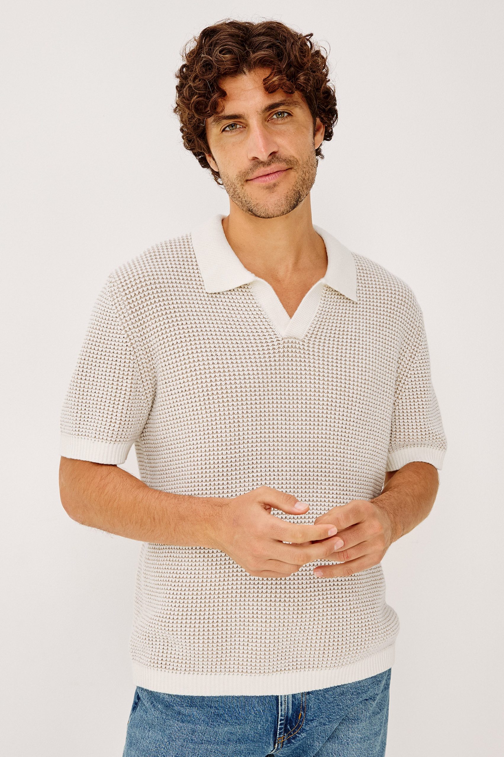 PEARSON POLO SHIRT - WHITE SANDS