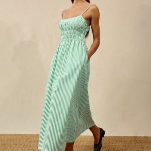 PRIMROSE DRESS - EMERALD STRIPE