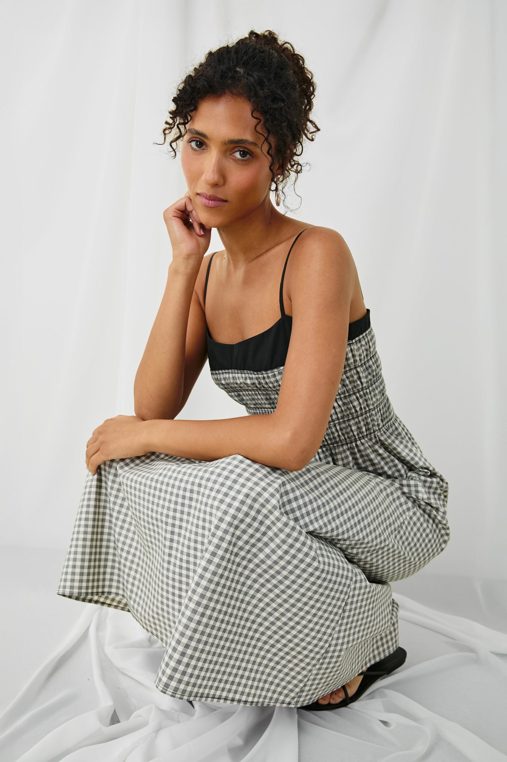 PRIMROSE DRESS - IVORY JET GINGHAM - Image 3