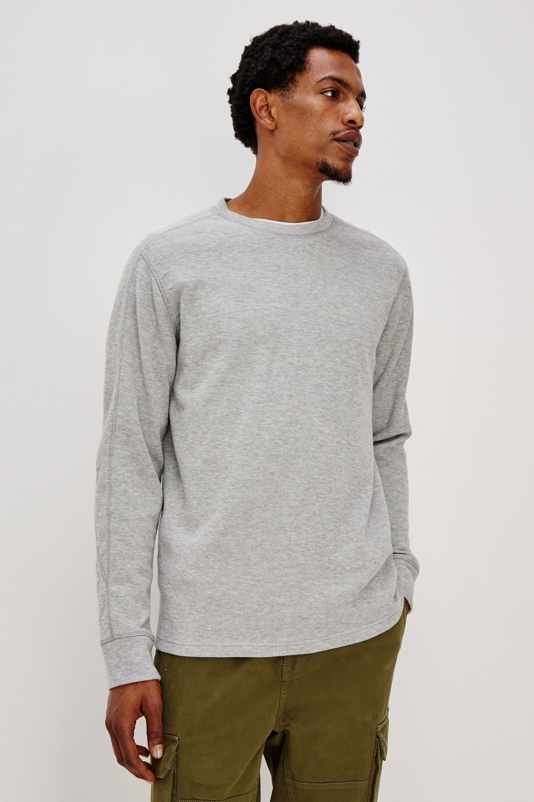 RHEESE LONG SLEEVE TEE - GREY HEATHER