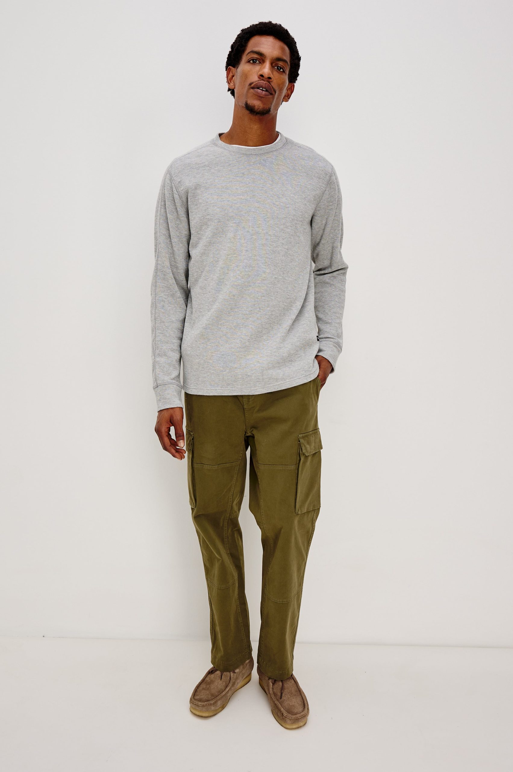 RHEESE LONG SLEEVE TEE - GREY HEATHER - Image 3