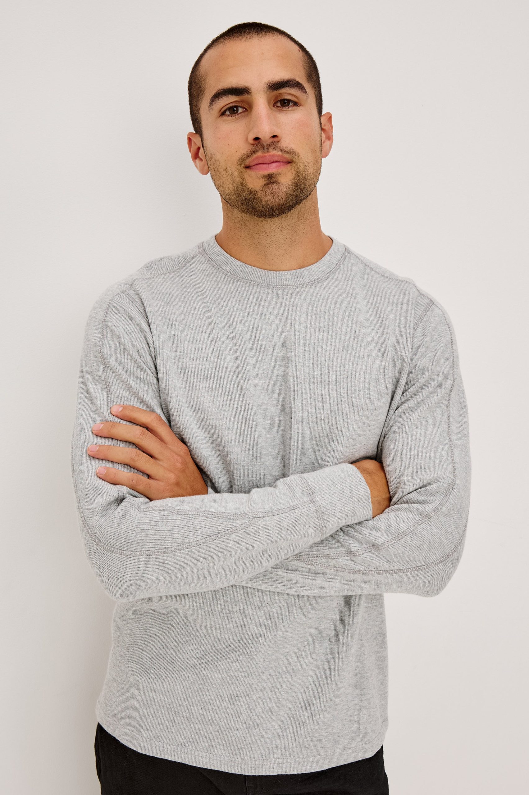 RHEESE LONG SLEEVE TEE - GREY HEATHER - Image 5