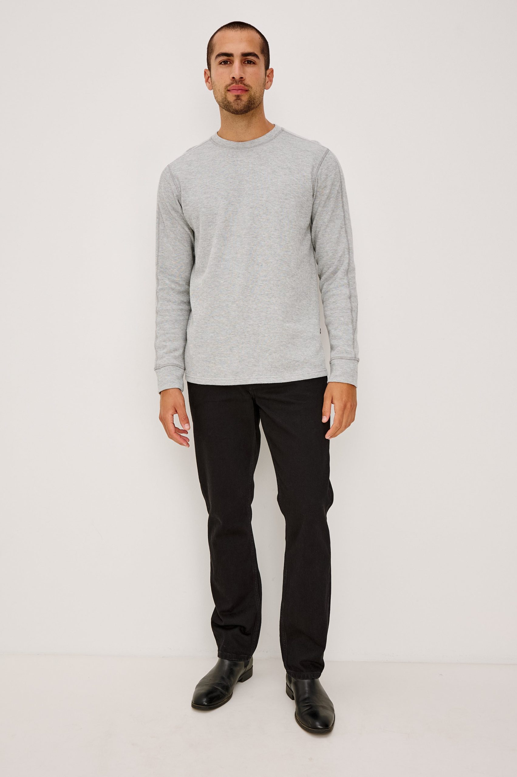 RHEESE LONG SLEEVE TEE - GREY HEATHER - Image 7