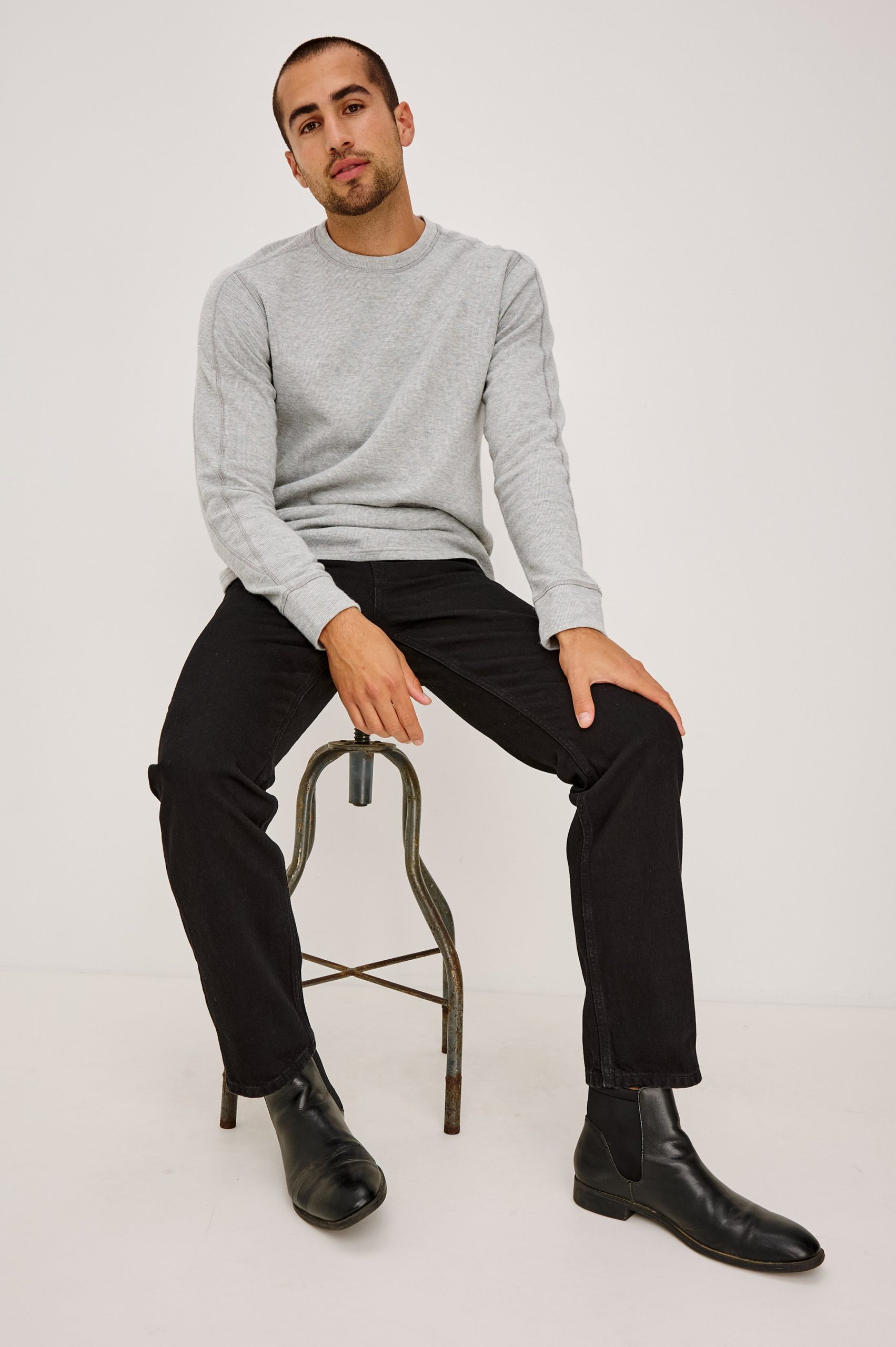 RHEESE LONG SLEEVE TEE - GREY HEATHER - Image 8