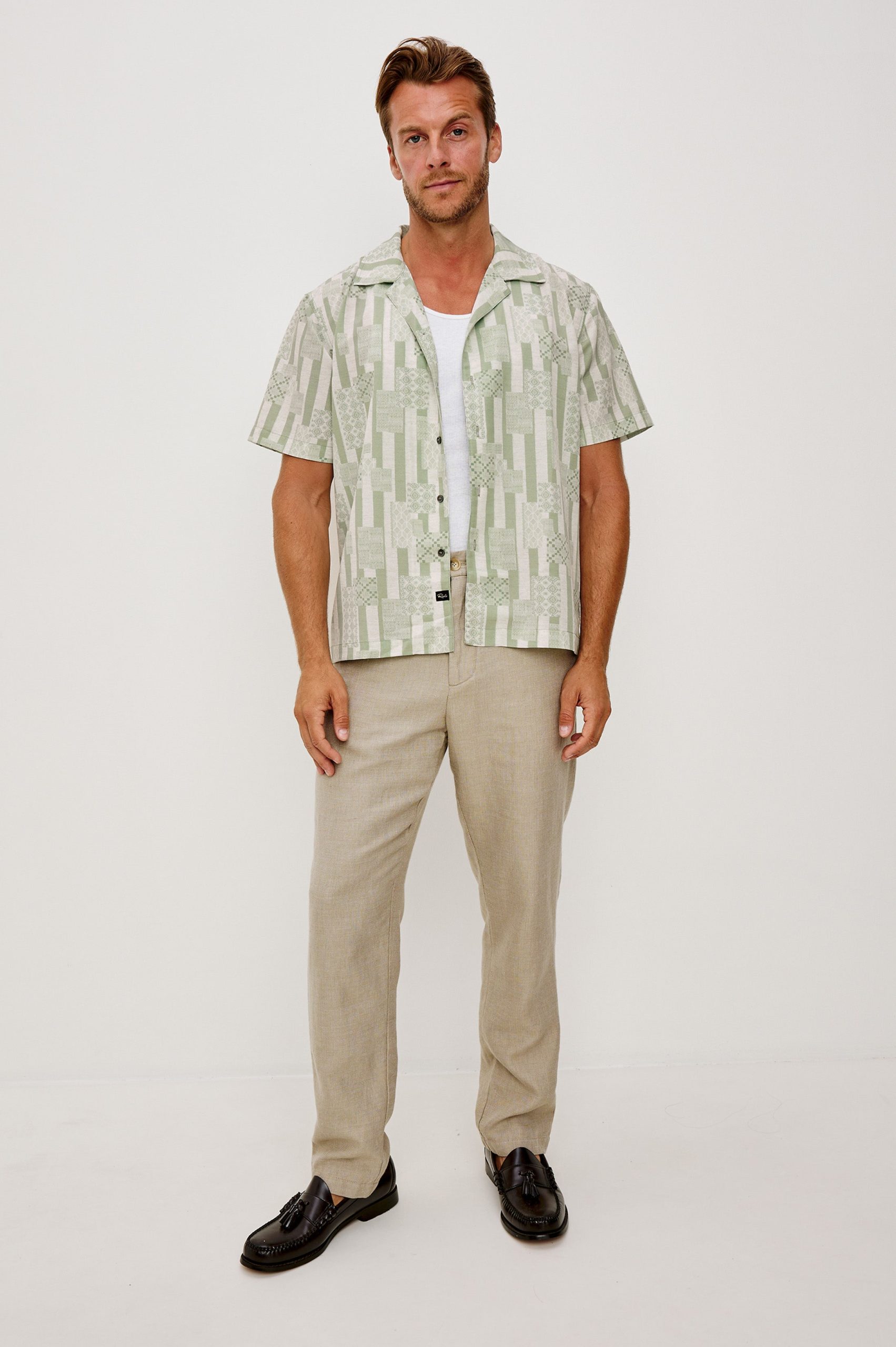 RHODES SHIRT - PATCHWORK STRIPE SAGE - Image 3