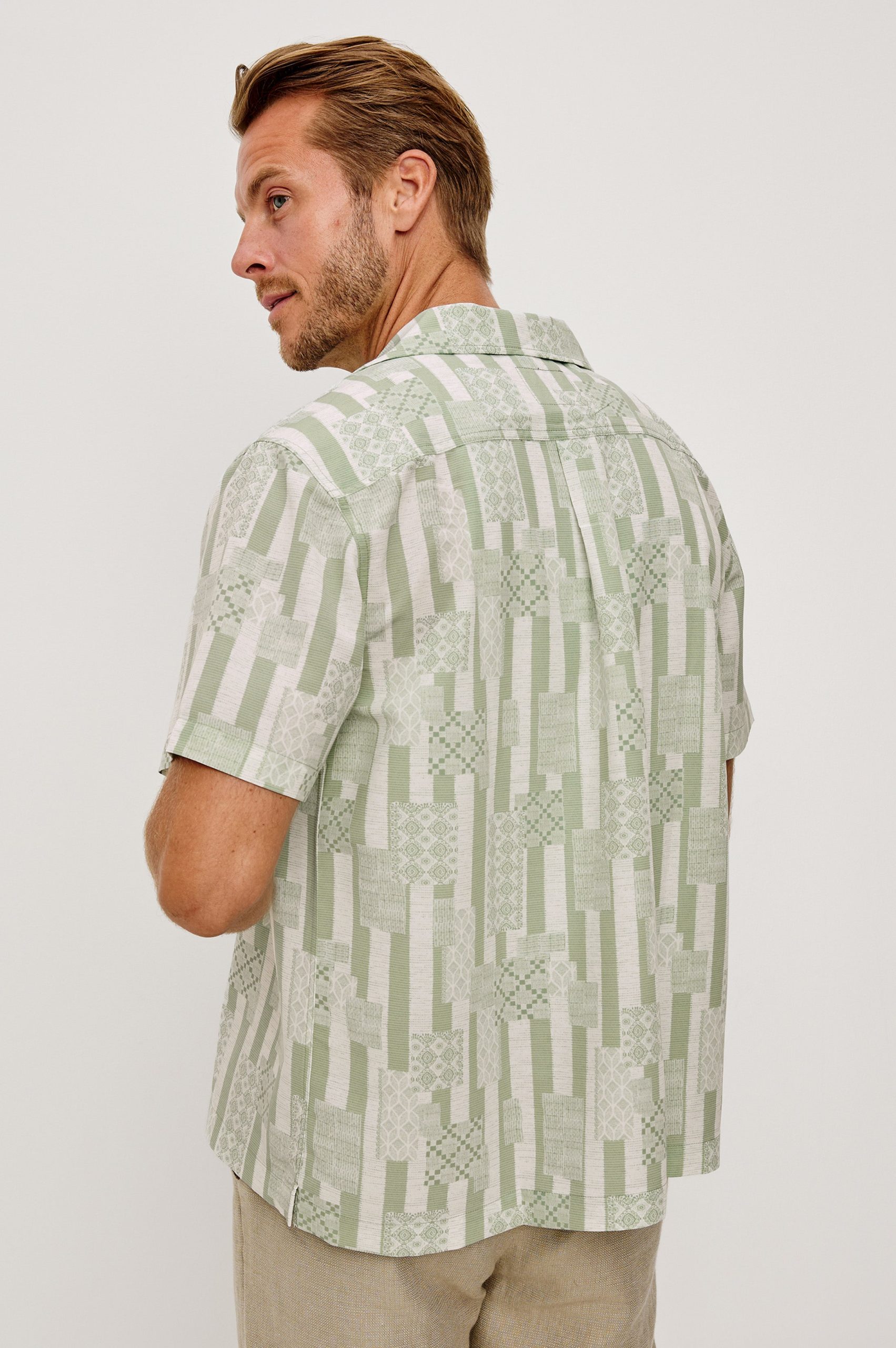 RHODES SHIRT - PATCHWORK STRIPE SAGE - Image 5