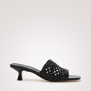RIMINI WOVEN HEEL - BLACK LEATHER