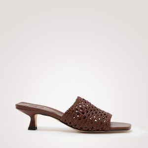 RIMINI WOVEN HEEL - DARK BROWN LEATHER