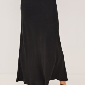 ROMINA SKIRT - BLACK LINEN