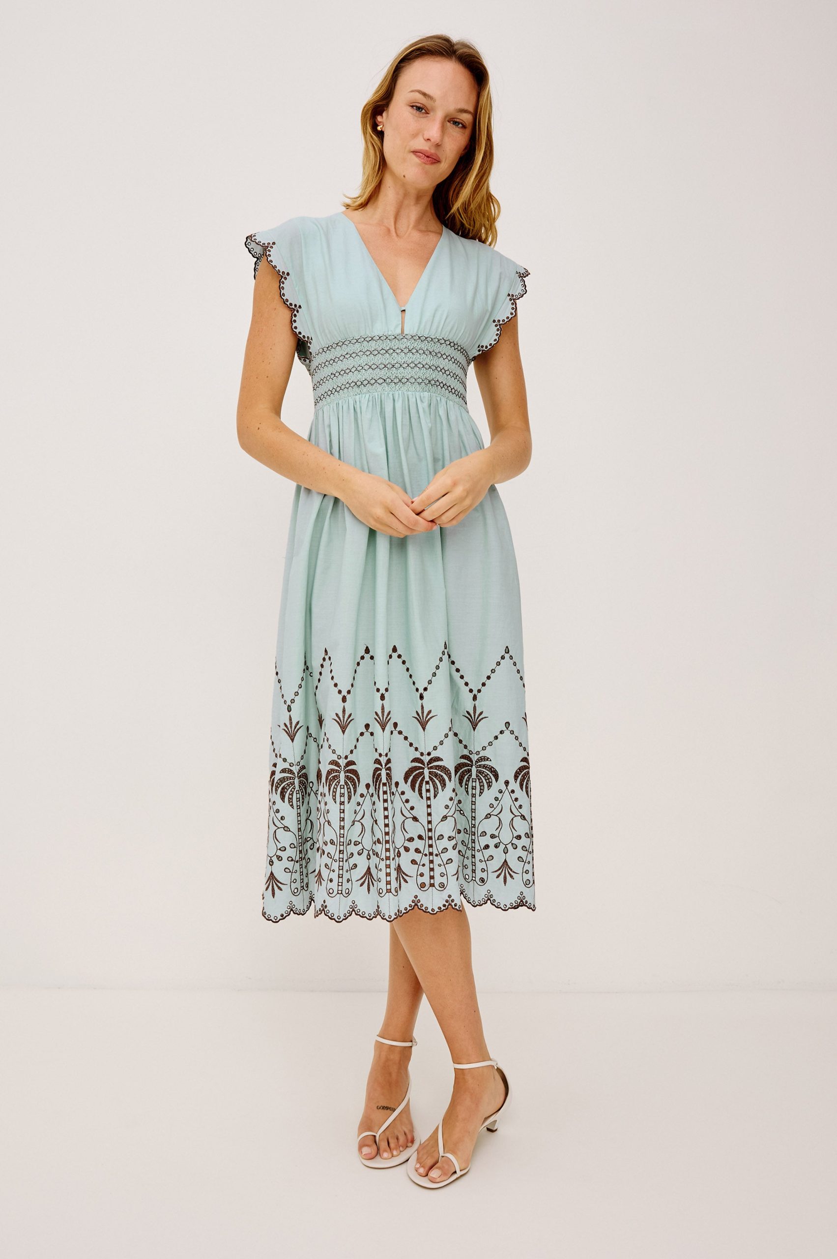 ROXANNE DRESS - OCEAN PALMS EMBROIDERY - Image 3