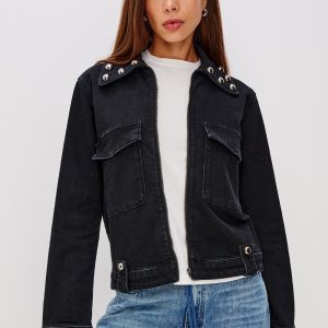 ROXBURY JACKET - BLACK STONE STUDDED