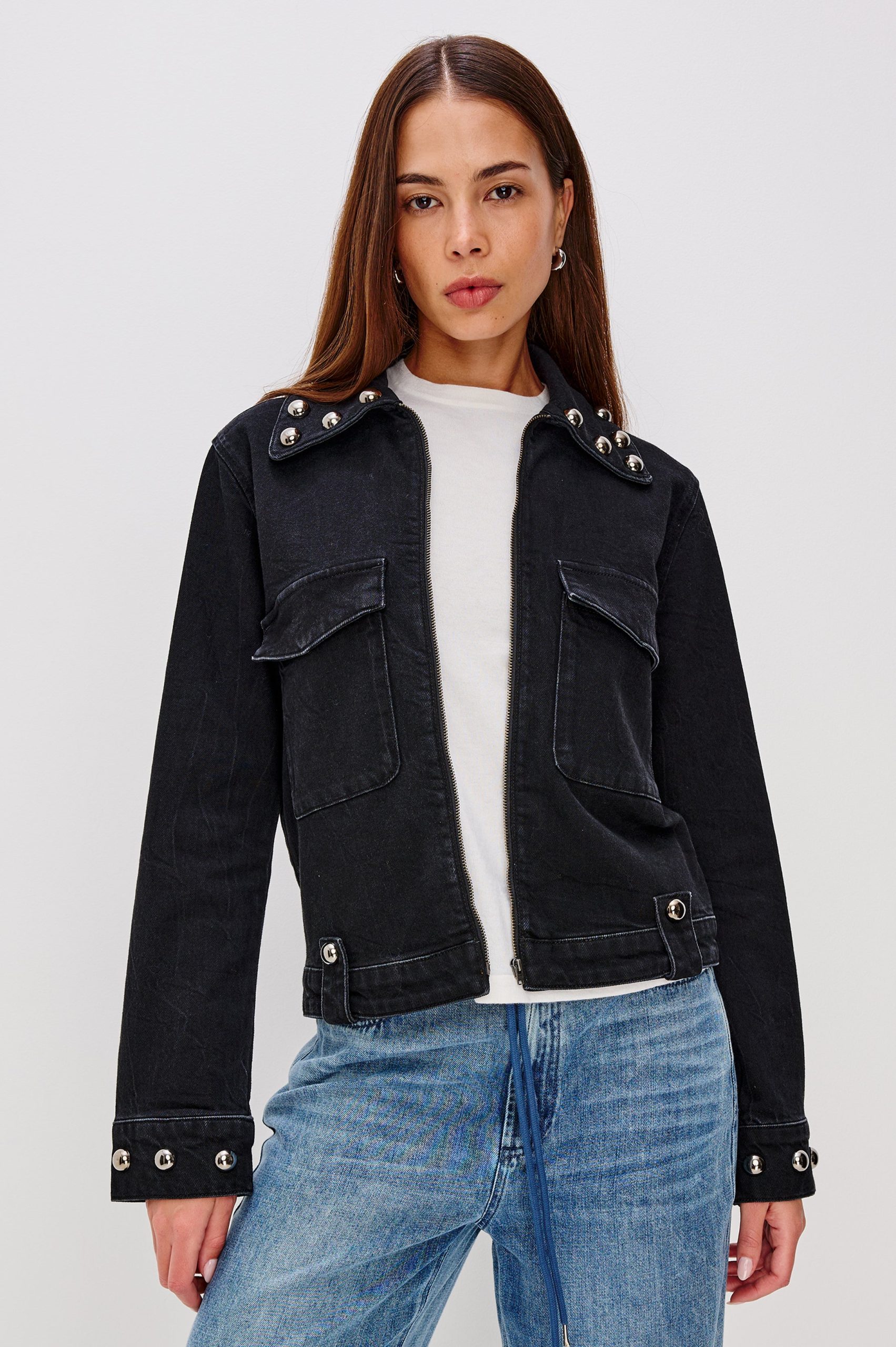 ROXBURY JACKET - BLACK STONE STUDDED