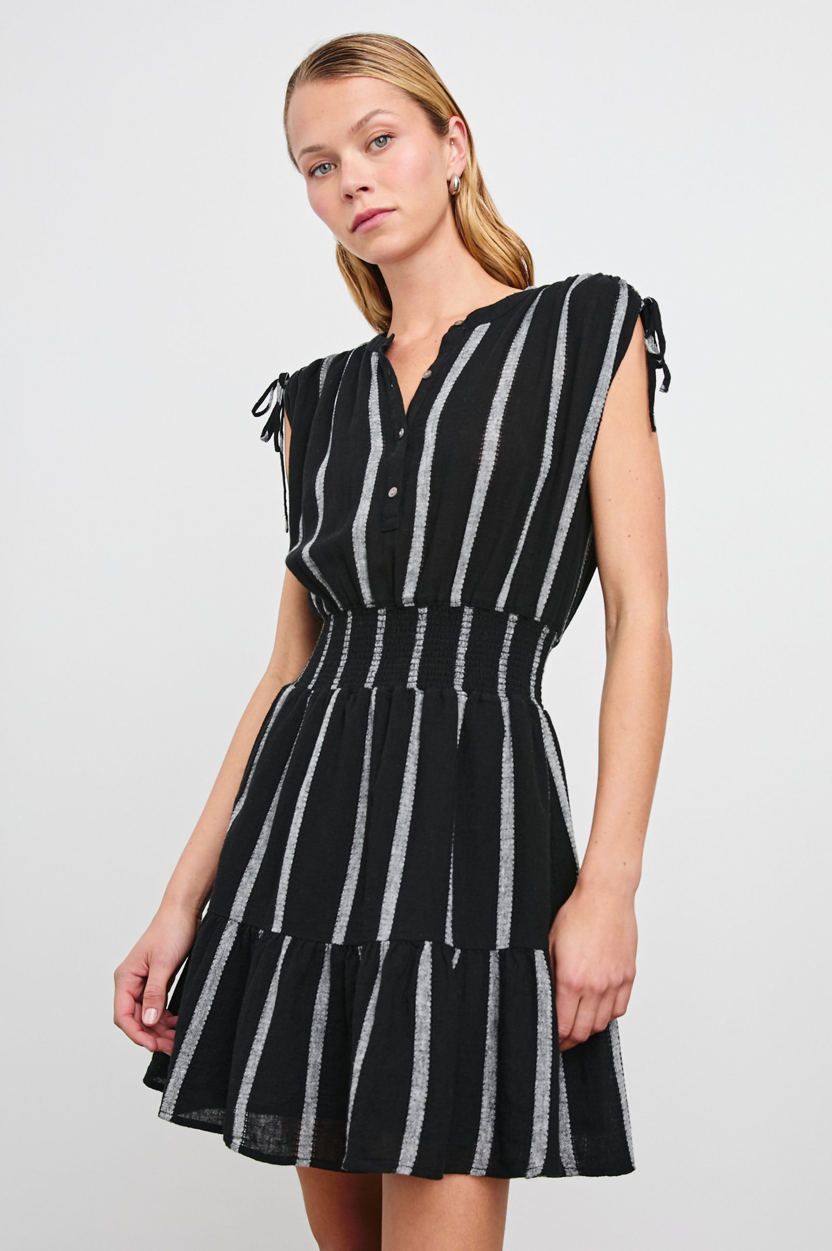 SAMINA DRESS - ASH LENO STRIPE