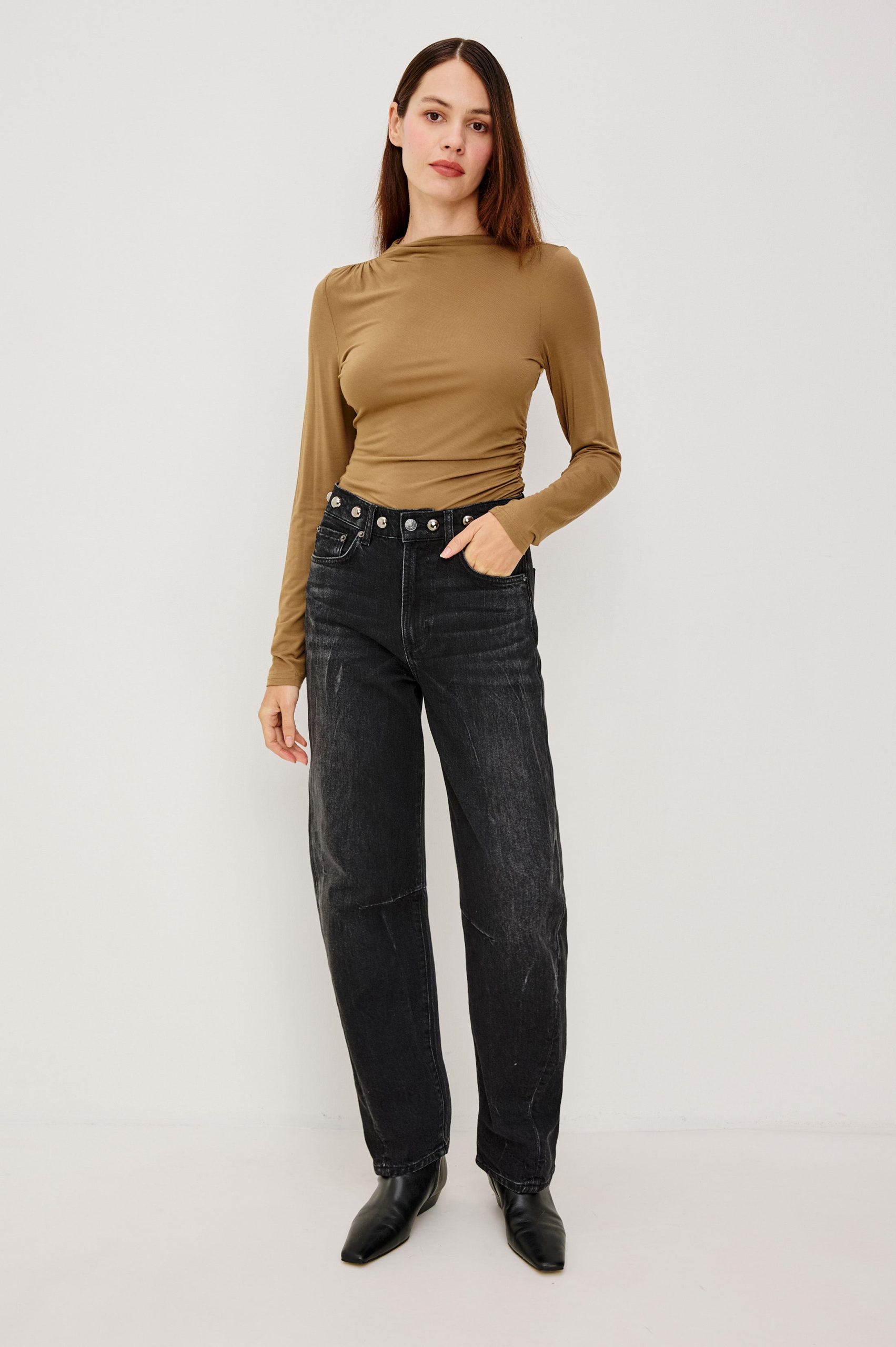 SAMO BARREL LEG - BLACK STONE STUDDED