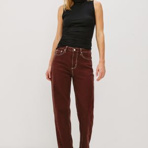SAMO BARREL LEG - CHOCOLATE CONTRAST STITCH
