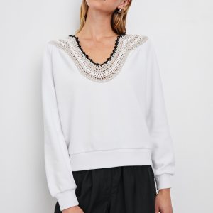 SAVA SWEATSHIRT - IVORY WITH CROCHET