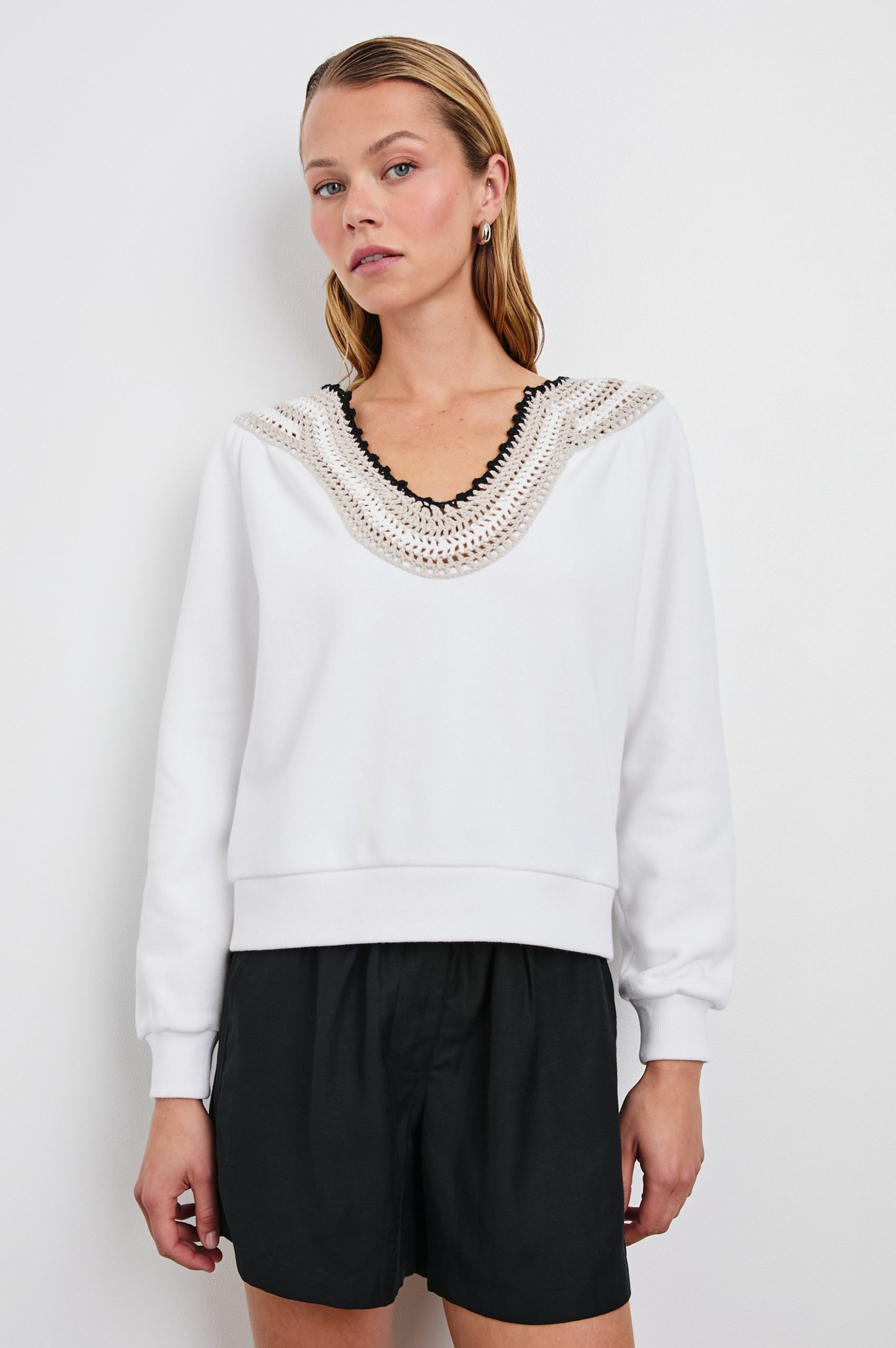 SAVA SWEATSHIRT - IVORY WITH CROCHET - Image 4