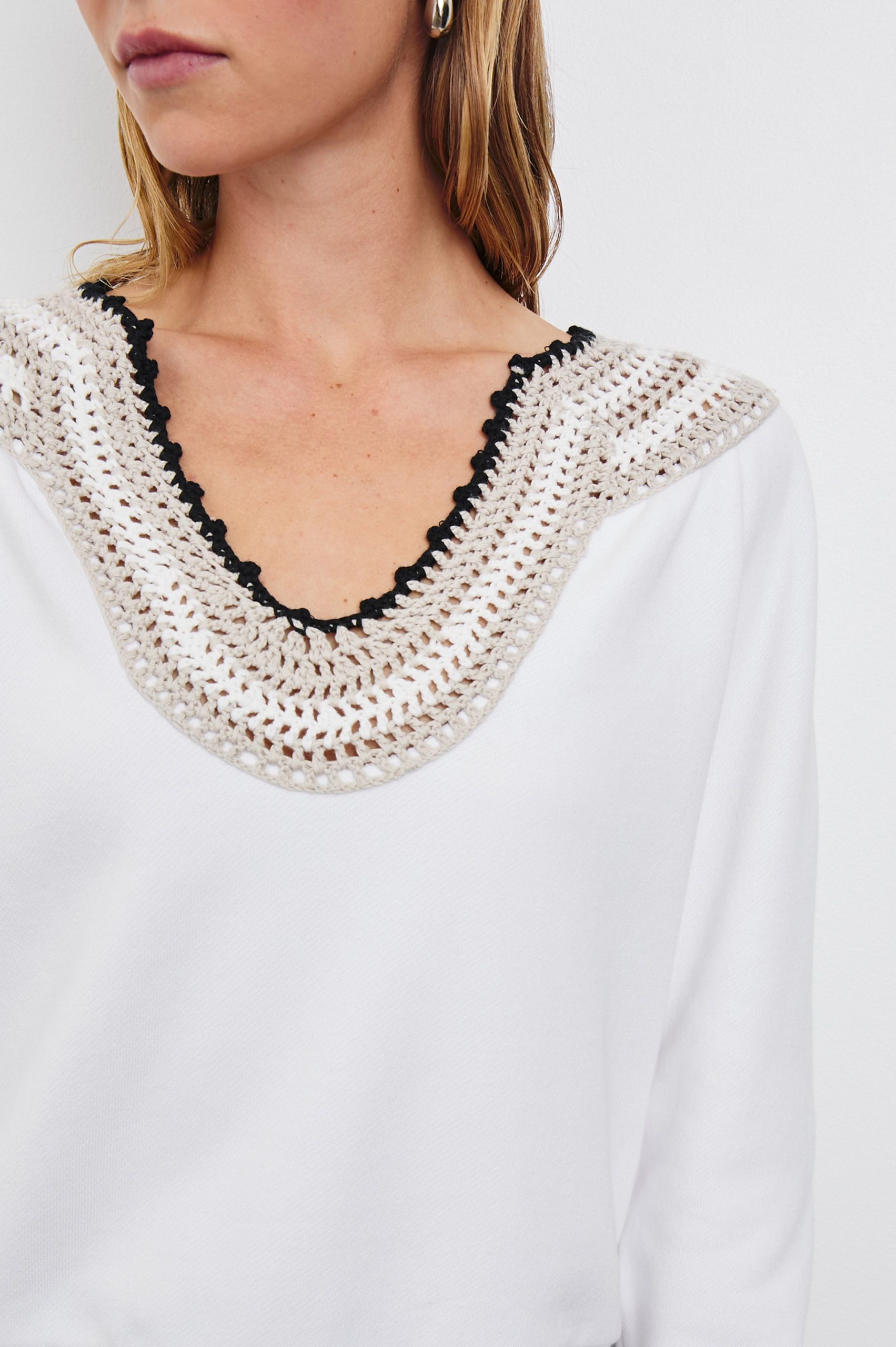 SAVA SWEATSHIRT - IVORY WITH CROCHET - Image 2