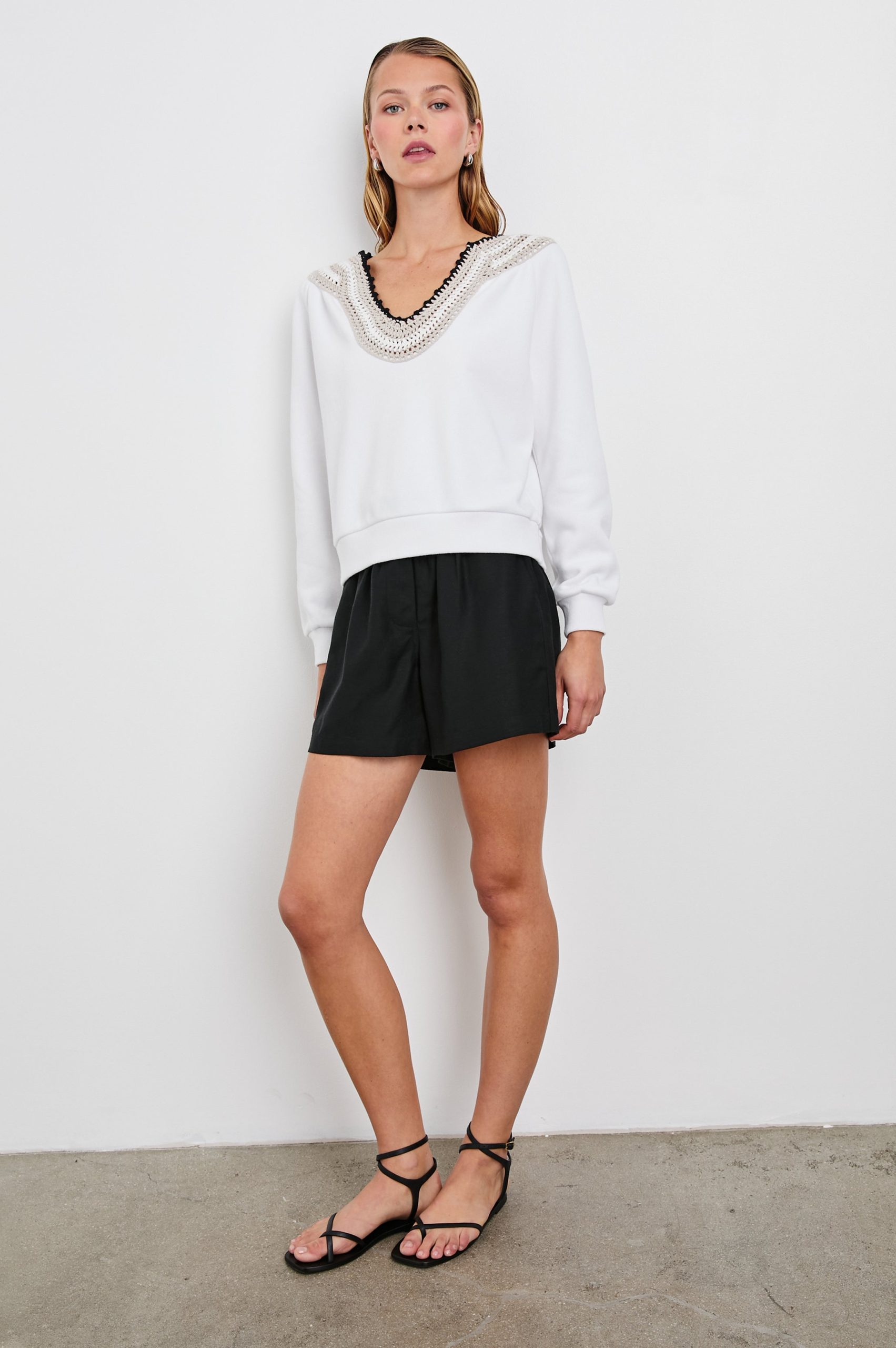 SAVA SWEATSHIRT - IVORY WITH CROCHET - Image 3