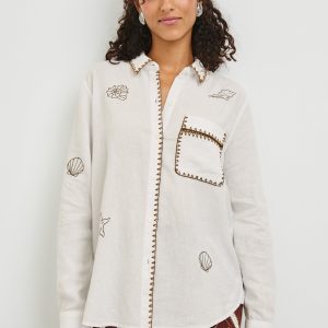 SAYA SHIRT - WHITE MARINE EMBROIDERY