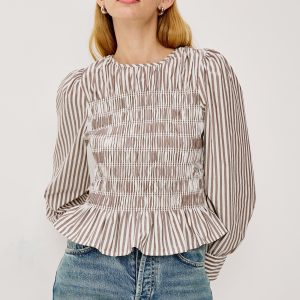 TABI TOP - ESPRESSO IVORY STRIPE