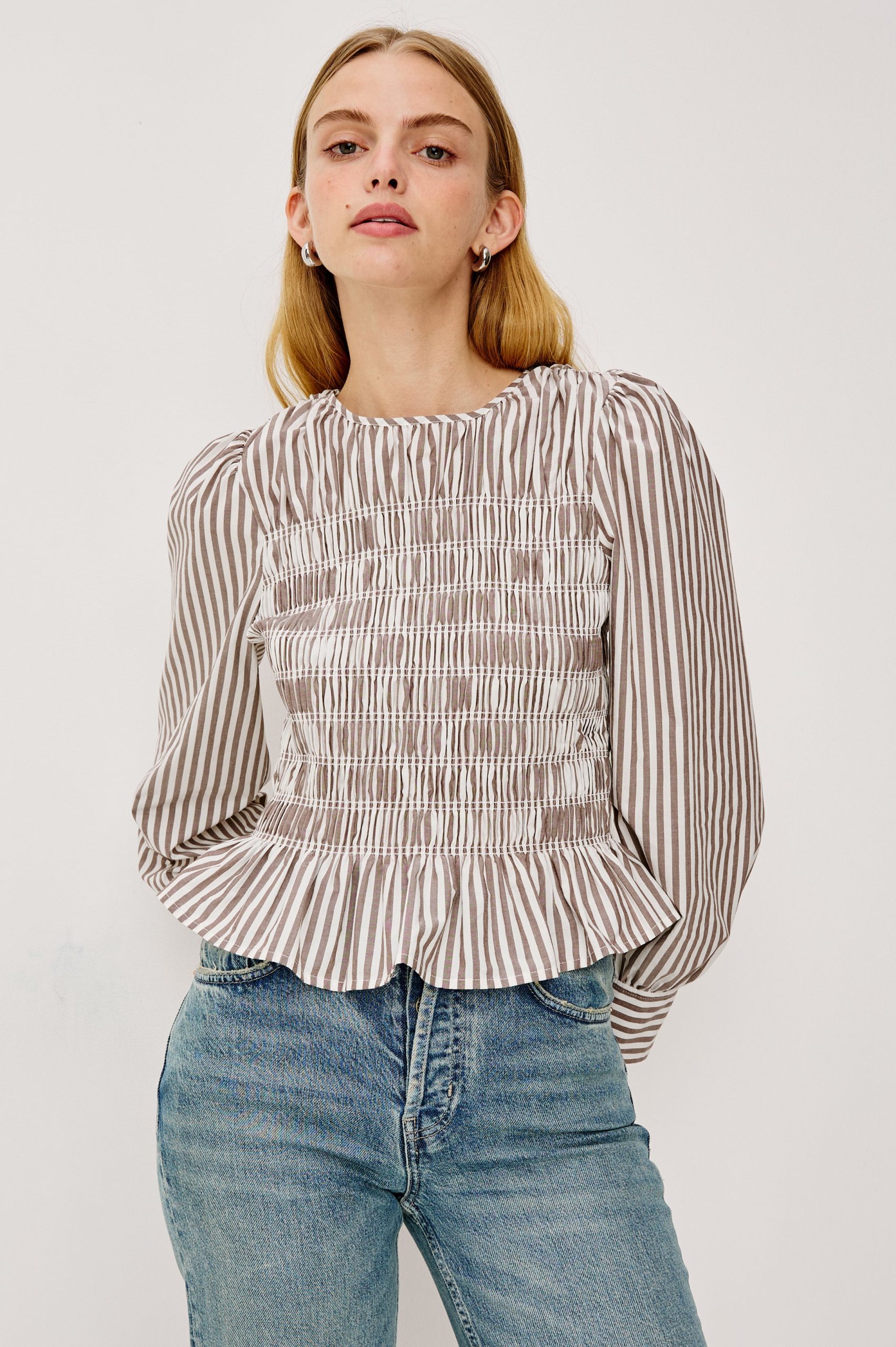 TABI TOP - ESPRESSO IVORY STRIPE