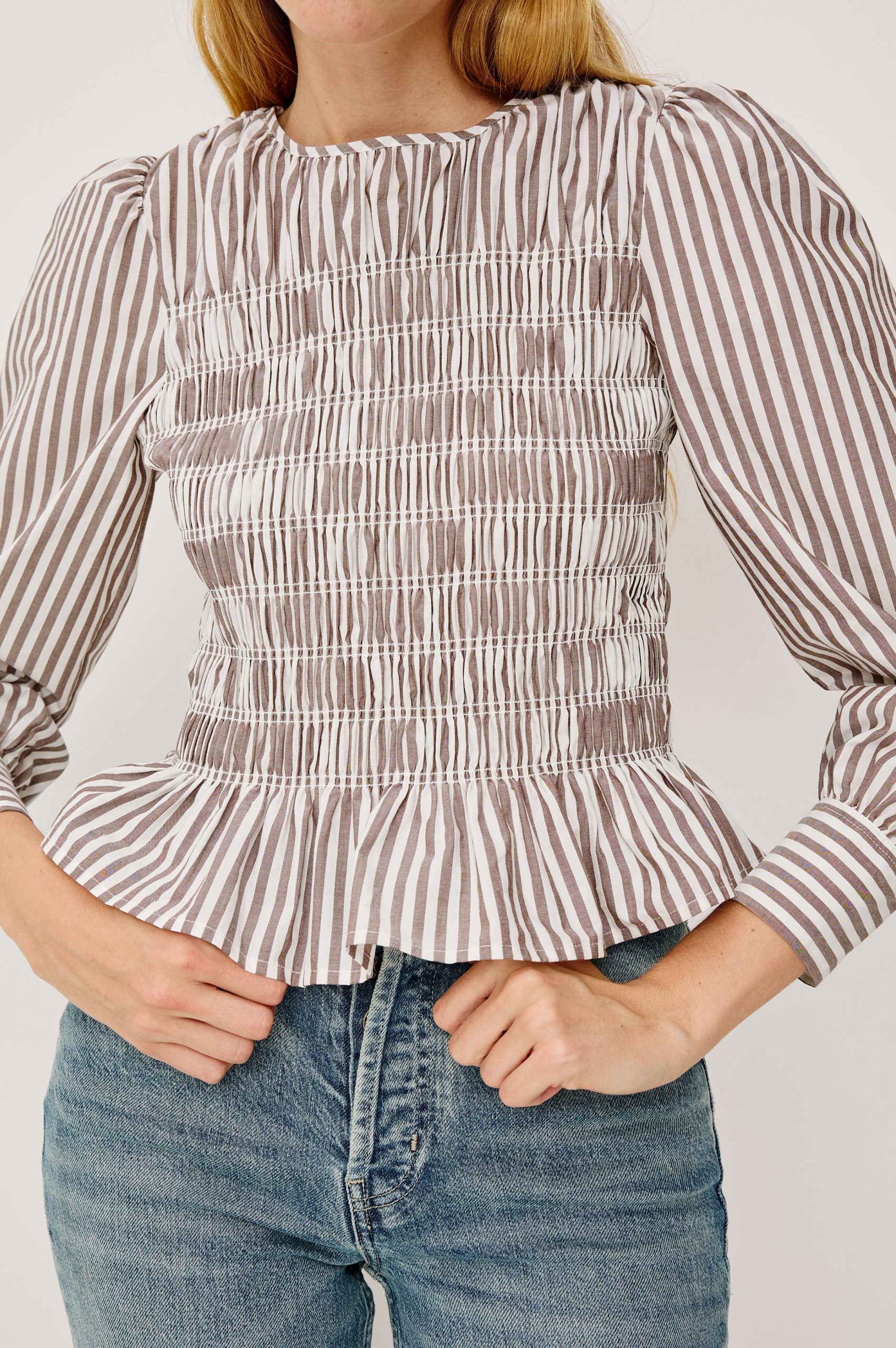 TABI TOP - ESPRESSO IVORY STRIPE - Image 2