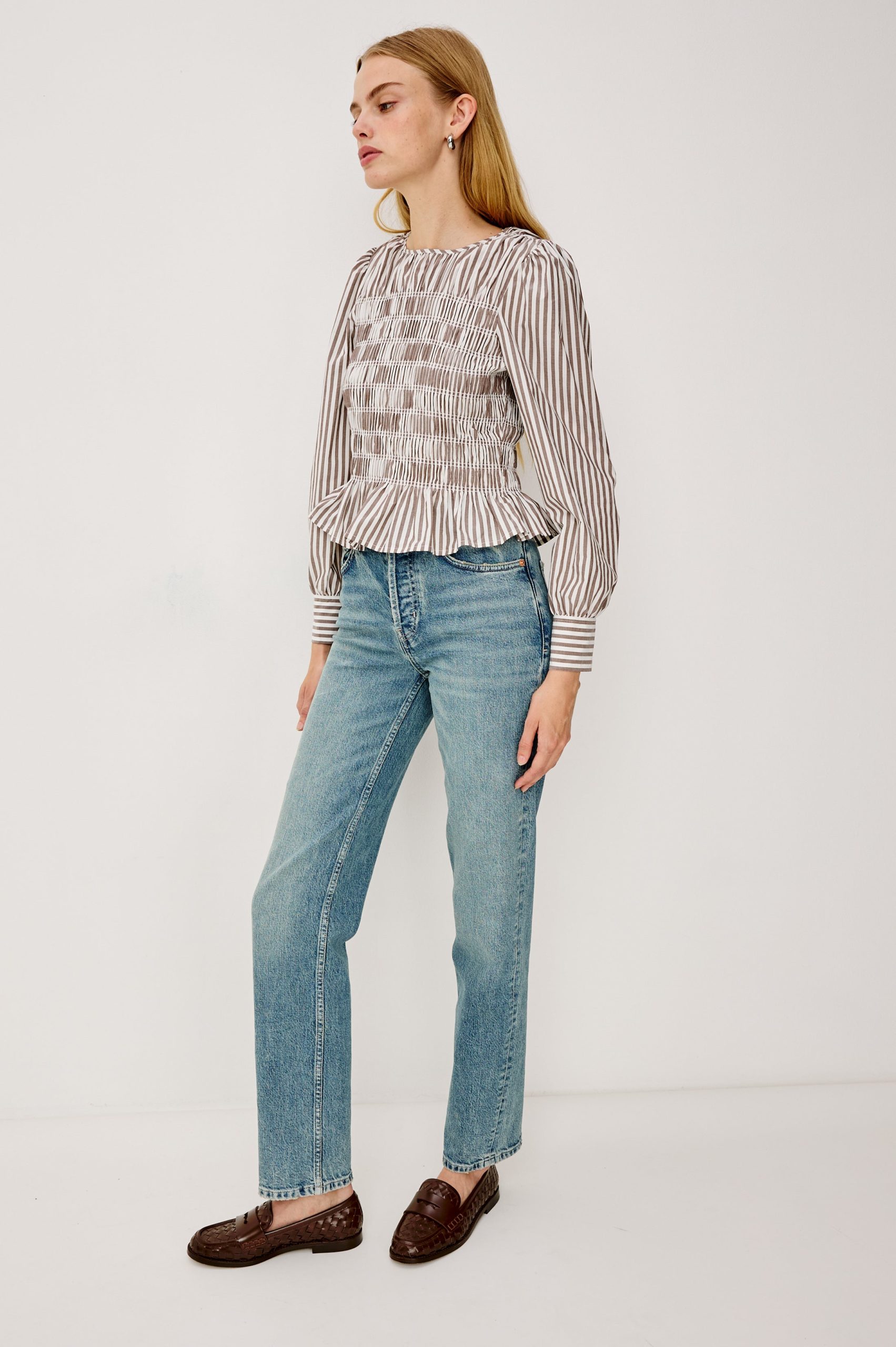 TABI TOP - ESPRESSO IVORY STRIPE - Image 3