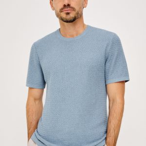 THEO SHORT SLEEVE SWEATER - BLUE SKY HEATHER