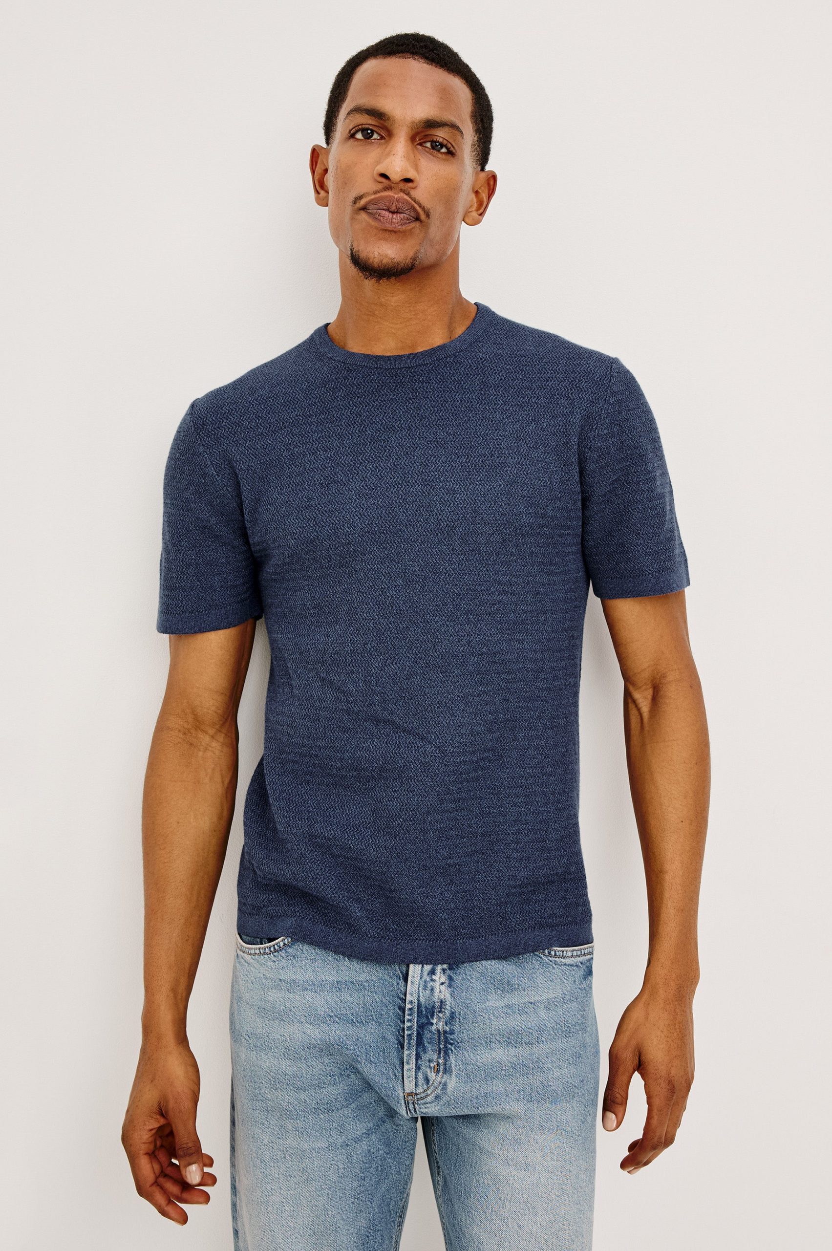 THEO SHORT SLEEVE SWEATER - HARBOUR
