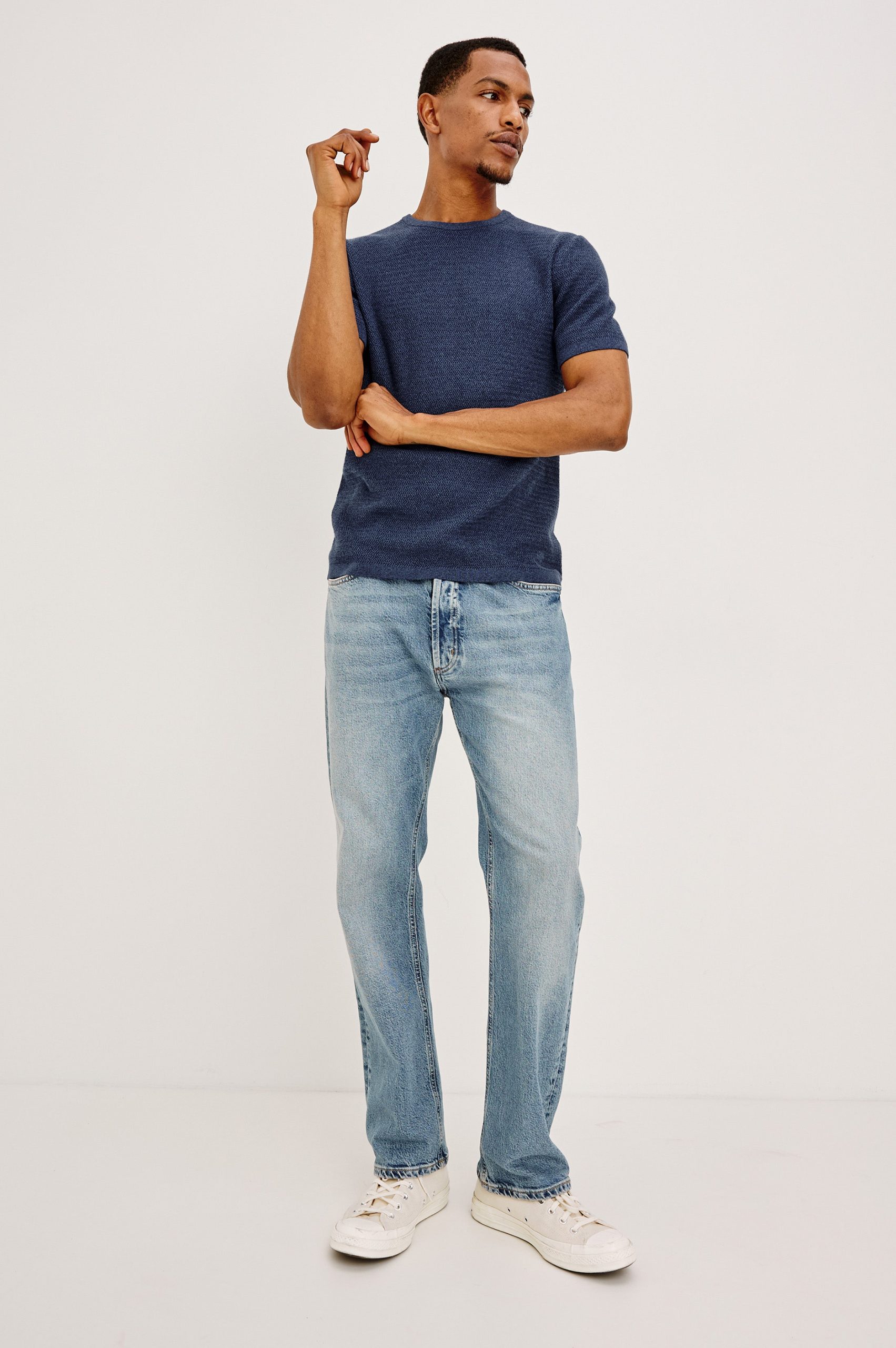 THEO SHORT SLEEVE SWEATER - HARBOUR - Image 4