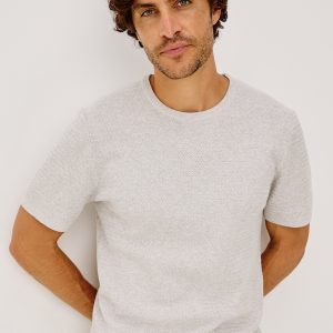 THEO SHORT SLEEVE SWEATER - HEATHER GREY