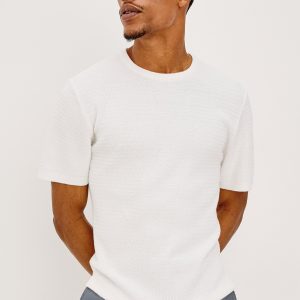 THEO SHORT SLEEVE SWEATER - PORCELAIN